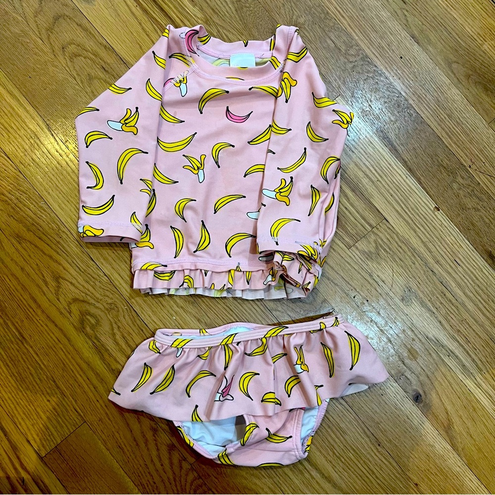 Hanna Andersson Banana 2 Piece Pink Swimsuit 75 cm 12 - 18 M